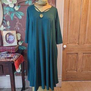JESSICA LONDON Teal Green Maxi Dress | Size 14W | Stretch Rayon Blend